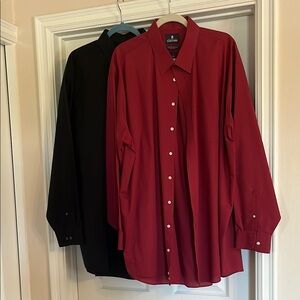 Stafford men’s dress shirts. Black and burgundy. 19” neck. 36/37 sleeve.